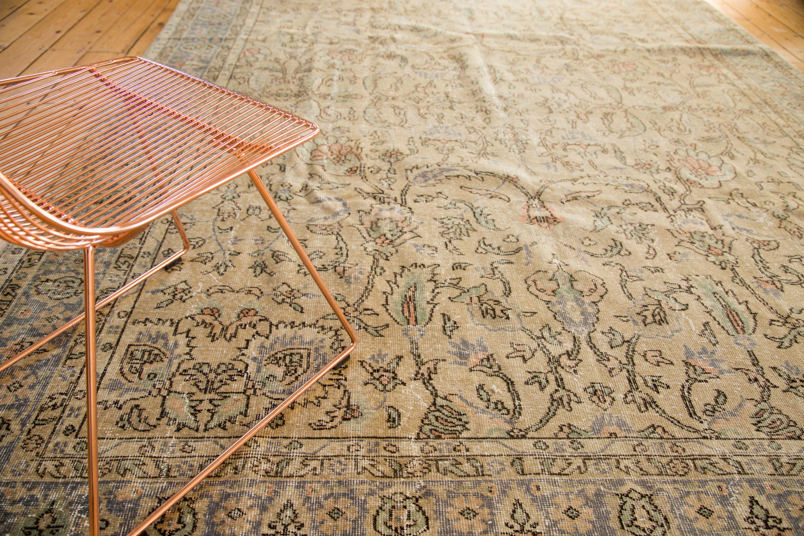 Distressed Vintage Oushak Carpet