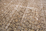 Artfully distressed allover pattern in soft charcoal and cream on a vintage Khorassan rug.