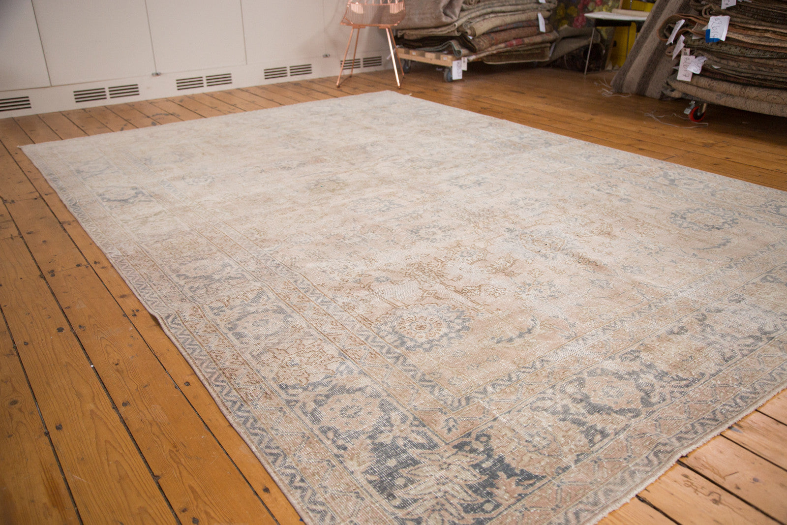 Distressed Vintage Oushak Carpet