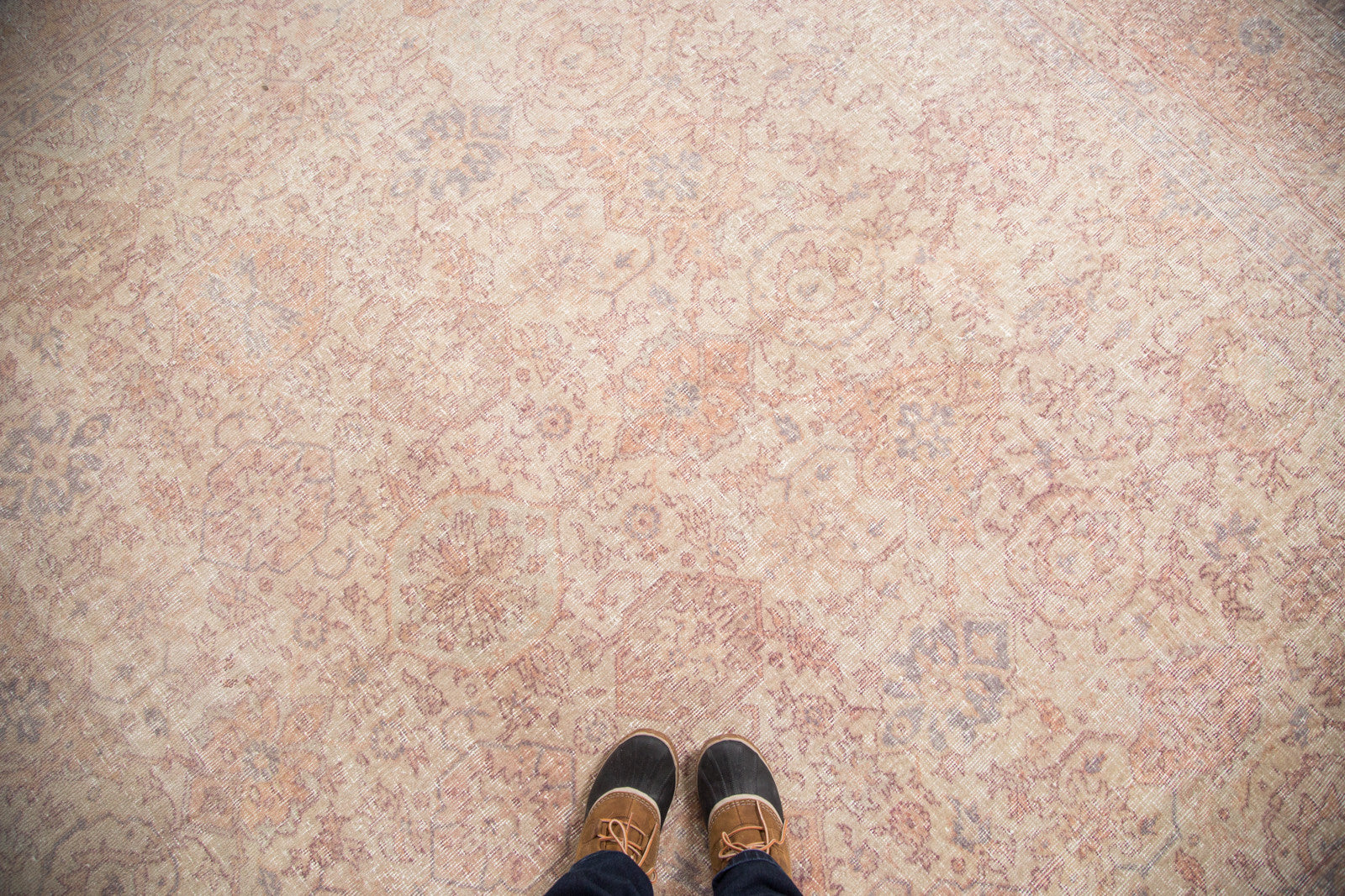 Distressed Vintage Oushak Square Carpet