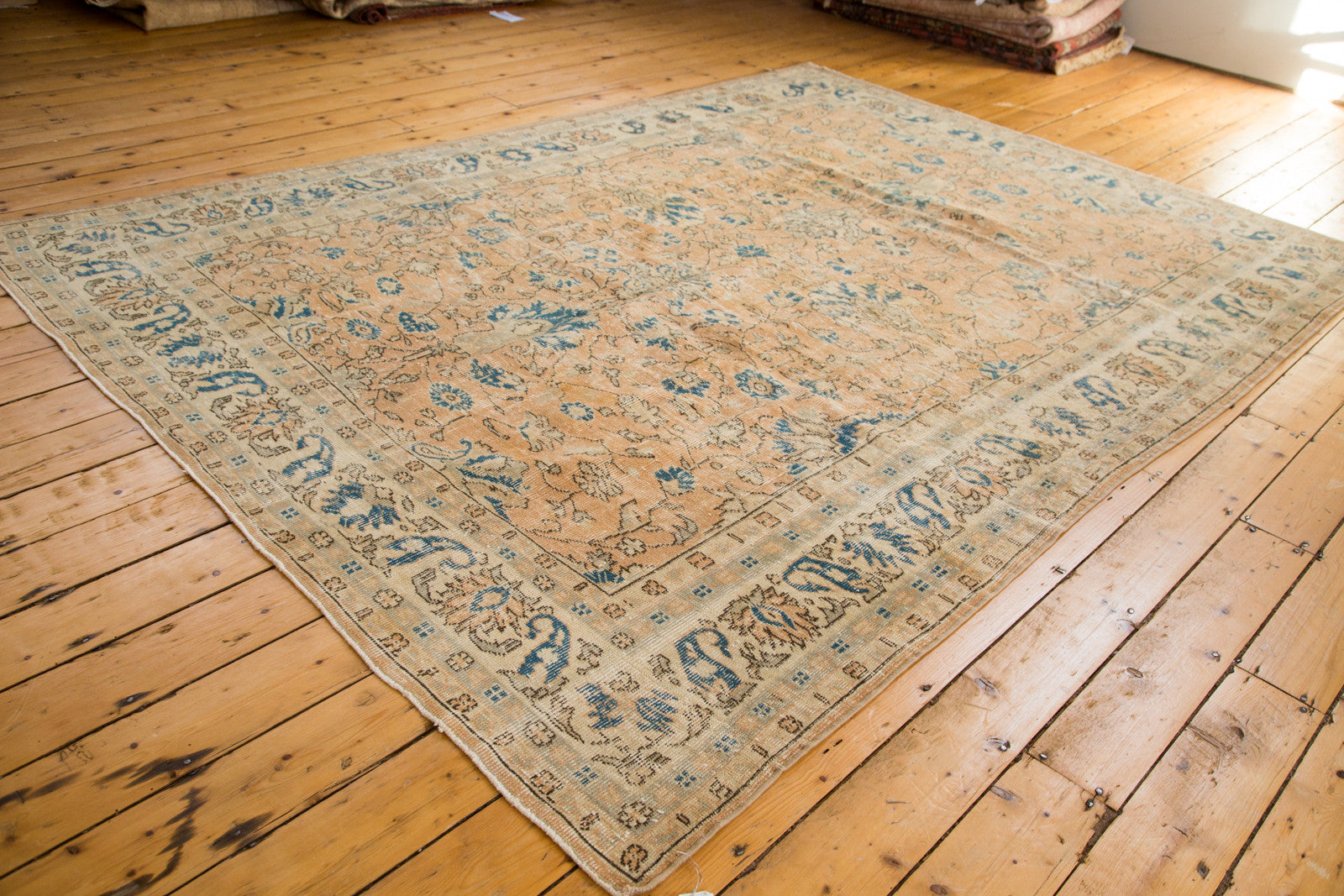 Distressed Vintage Oushak Carpet