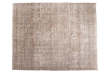 Distressed vintage Turkish Sivas rug with muted beige, ivory, and soft light blue accents.