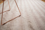 Hand-woven 1980s-era Turkish flatweave carpet with varied ivory and beige stripes.
