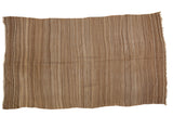 Vintage hand woven Moroccan Kilim rug in natural beige and brown striated stripes, 4'6