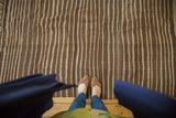 Striated chocolate and beige natural tones on this vintage Moroccan Kilim flat weave.