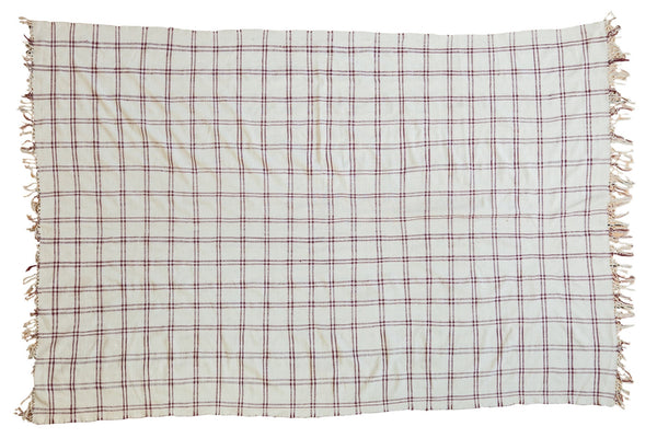 4x6.5 Vintage Moroccan Plaid Textile Throw Rug // ONH Item ee002670