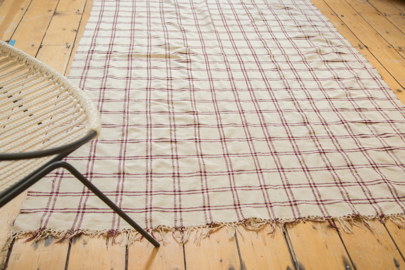 4x6.5 Vintage Moroccan Plaid Textile Throw Rug // ONH Item ee002670 Image 1