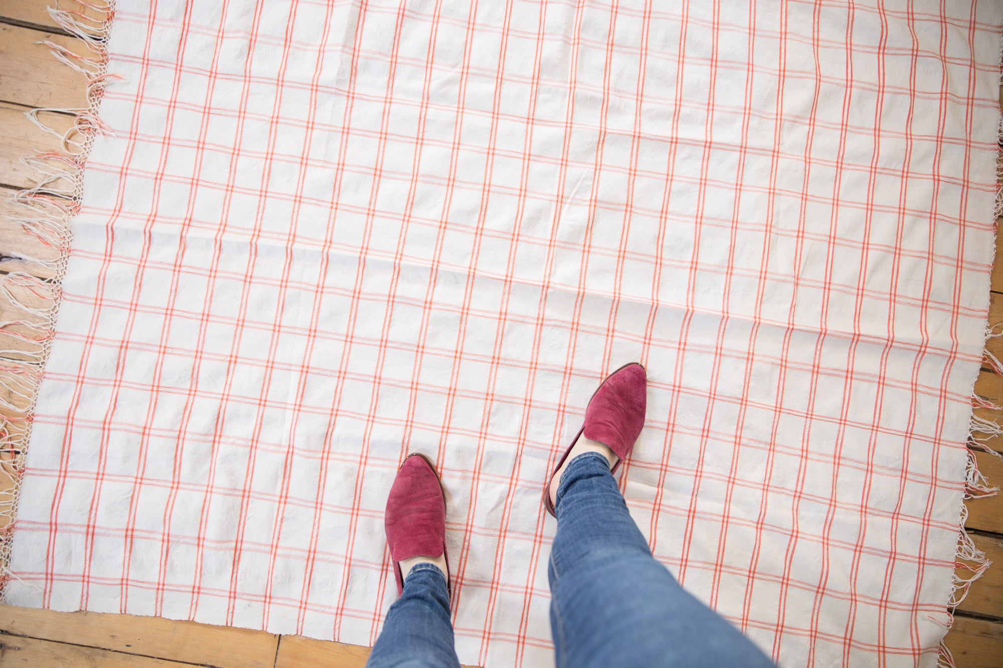 4x5 Vintage Moroccan Plaid Textile Throw Rug // ONH Item ee002672 Image 1