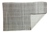 Vintage Moroccan reversible flatwoven wool rug in silver and charcoal, herringbone texture.