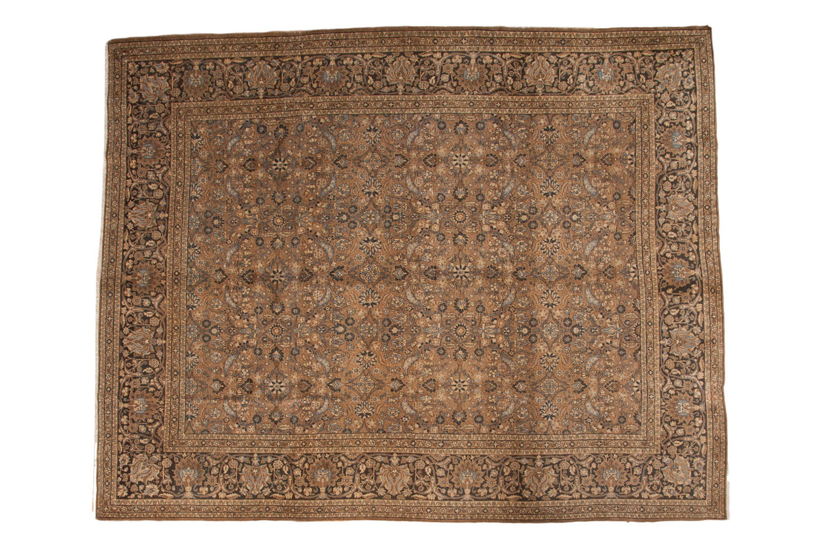 Vintage hand-knotted Meshed carpet, allover Herati pomegranate design, bronze, charcoal, blue.