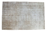 Vintage Distressed Sivas carpet, allover mixed texture in beige, ivory, and silver.