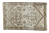 Distressed antique Malayer rug mat with allover Herati motif in gray and antique ivory.