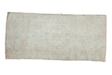 Distressed vintage Oushak rug runner back, showing tight hand-knotted weave.
