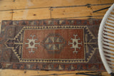 Abrashed copper field and serrated ivory border detail on a vintage Oushak runner.
