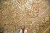 Antique Karaja carpet showing pale bronze, sand, and ivory serrated leaf field motifs.