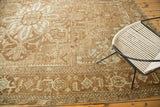 Antique Karaja rug corner, geometric border with serrated leaves, bronze and ivory, circa 1920s.