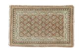 Vintage Distressed Sivas rug mat with blush, ivory, and charcoal mir boteh motif.