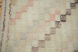 Tight secured edge of a vintage Jijim rug with faded diamond pattern.