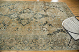 Distressed traditional Persian Tabriz carpet with faded indigo and charcoal floral patterns.