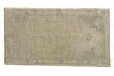 Hand-knotted vintage Oushak runner with subtle geometric medallion, ivory and beige, 1'6