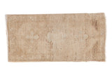 Muted beige and ivory vintage Oushak rug with triple medallion and abrash, hand-knotted, 1'6