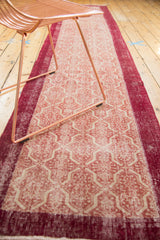 Distressed wine red and ivory Moroccan tile motif of the vintage Konya runner.