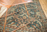 Distressed vintage Mahal runner pile, showing unusual teal, terra cotta, and pale gold.