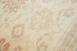 Oversized pastel floral motifs with delicate vinery on ivory Sultanabad design rug.