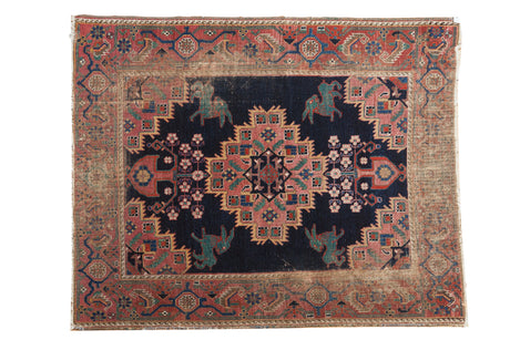 Distressed Antique Afshar Square Rug