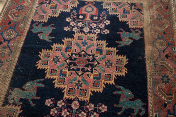 Distressed Antique Afshar Square Rug