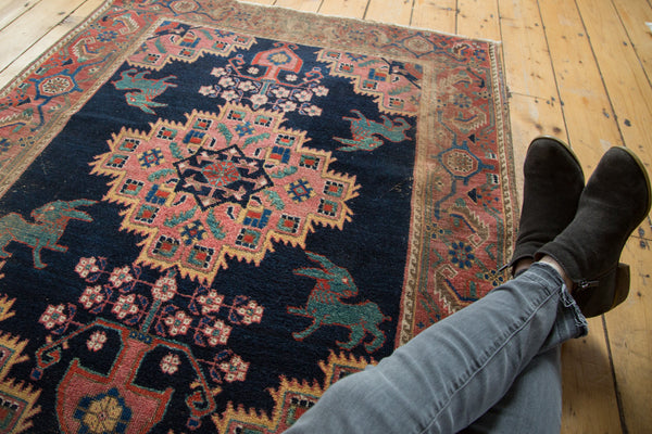 Distressed Antique Afshar Square Rug