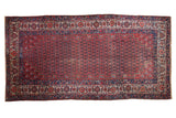 Persian antique Malayer runner, allover boteh motif, red, navy, ivory, 5'11