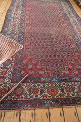 Antique Malayer rug runner, intricate red and navy boteh pattern with samovar and vine borders.