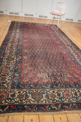 Antique Malayer runner, detailed view of samovar border, meandering vine motifs, and repeating boteh field.