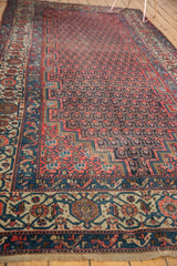 Antique Malayer runner detail: intricate ivory main border with samovar elements and secured side.