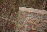 Hand-knotted foundation, secured end, and low pile on antique moss green Mahal runner.
