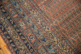 Allover Mir boteh design in dusty brick red, navy, sky blue, and antique ivory.