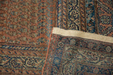 Antique Malayer runner: Mir boteh motif in brick red and blue, with hand-knotted foundation and secured edge.