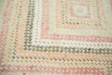 Distressed vintage Turkish Jijim carpet detail with faded barber pole patterns.