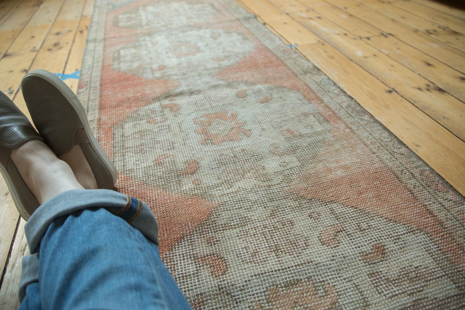 Vintage Distressed Oushak Rug Runner