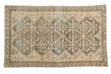 Distressed Malayer rug, low pile allover lattice design in ivory, platinum, and beige, 3'7