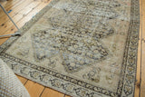 Distressed antique Malayer rug with beige henna motif, mostly even wear to knot heads.