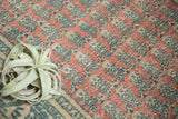 Distressed pile texture, rose and blue Mir cyprus tree pattern on vintage Tabriz runner.