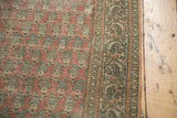 Pale blush Mir cyprus tree design and classic Serbend border on distressed vintage Tabriz runner.