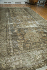 Vintage distressed Kula runner, muted charcoal, gray, and beige geometric medallions.