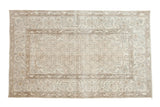 Distressed vintage Oushak rug, allover cintimani pattern in faded beige and soft grey, 3'8