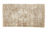 Vintage Distressed Oushak rug, ivory and beige tones, hard distress to foundation. 2'5