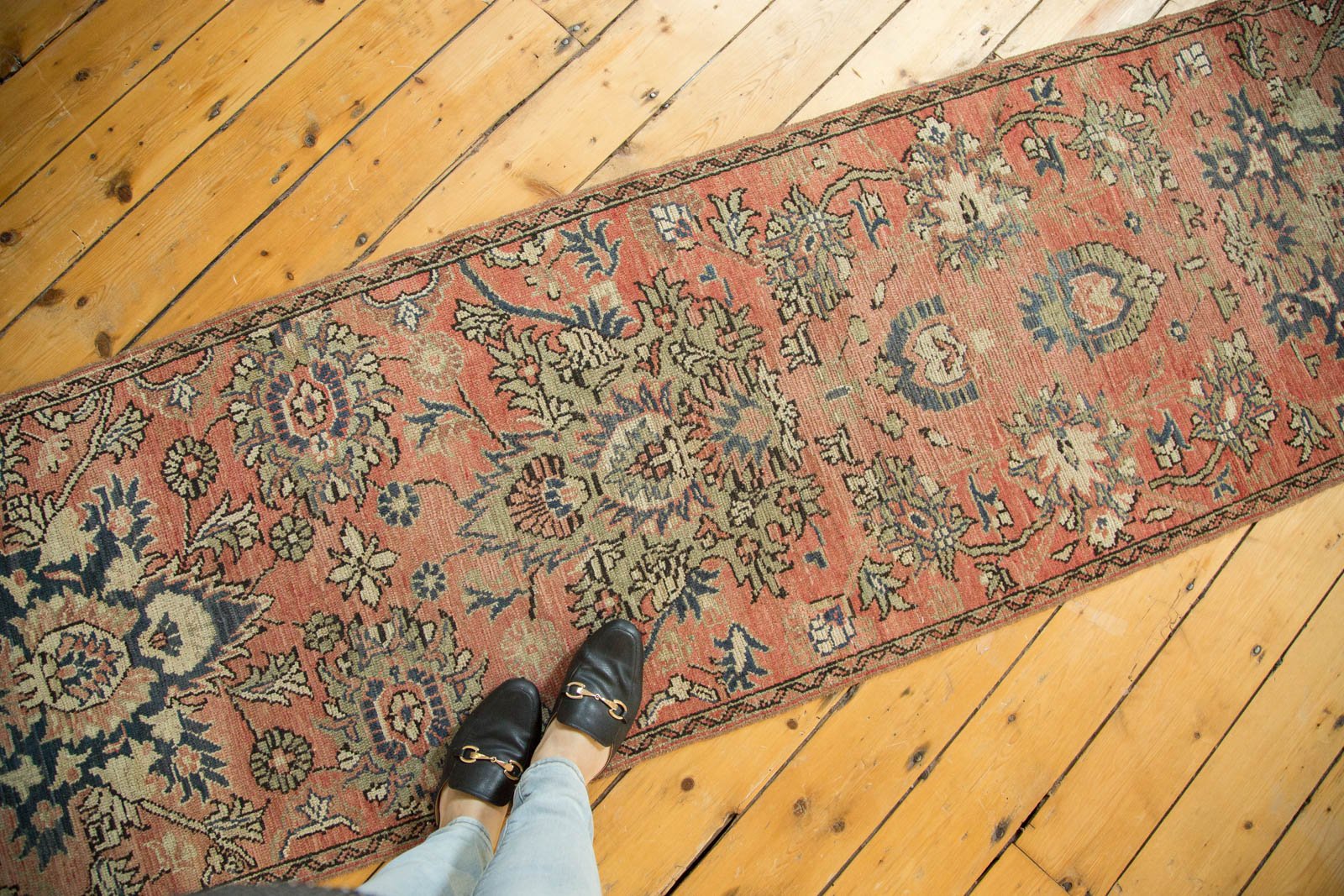 Vintage Distressed Hamadan Rug Runner