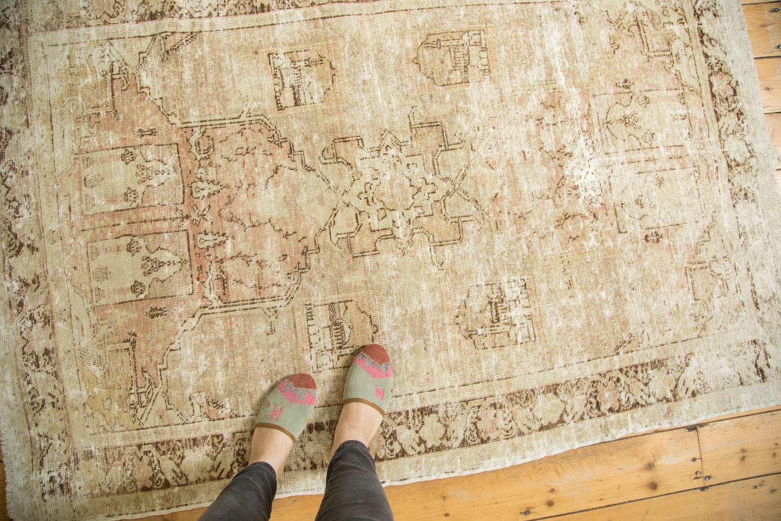 Vintage Distressed Oushak Rug
