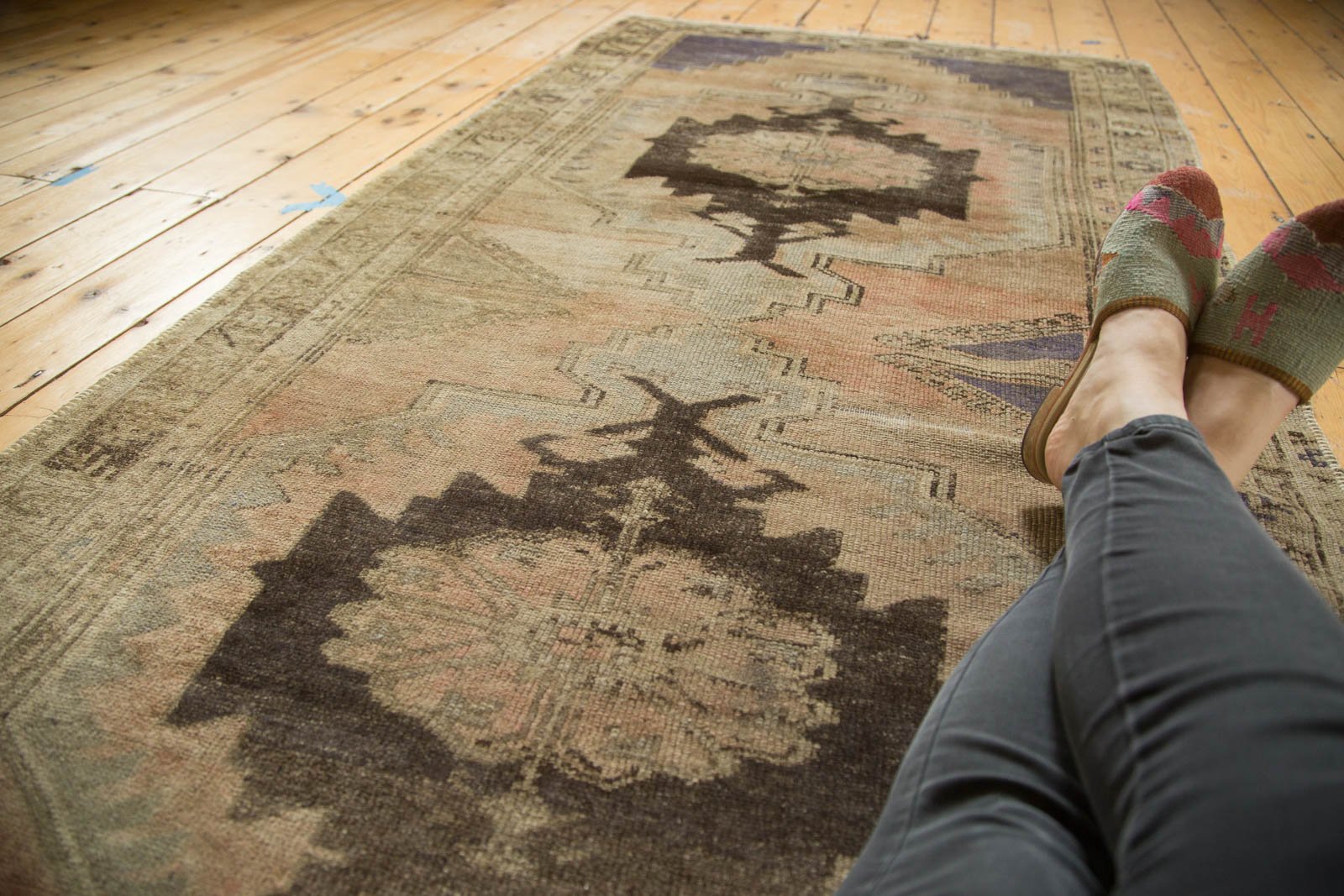 Vintage Distressed Oushak Rug Runner